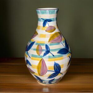Retired 11" Anthropology Multicolor Floral Copen Flower Vase